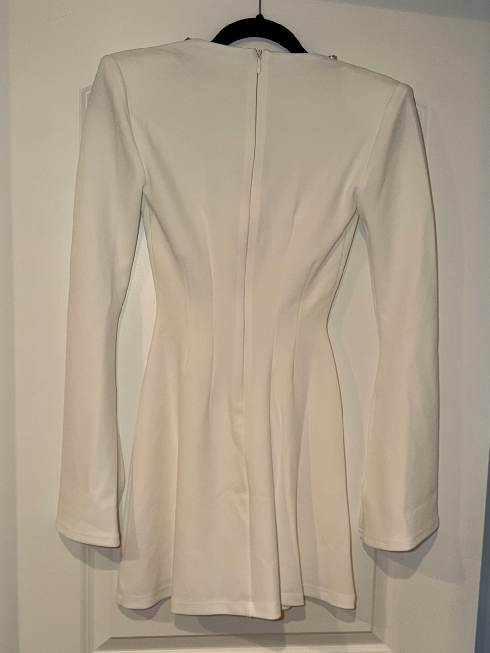 Nookie White Long-Sleeve Mini Dress with Embellished Square Neckline Size XS - Picture 9 of 9